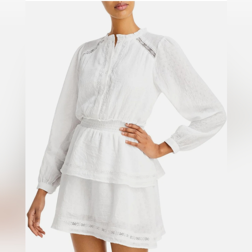 AQUA NWT Crepe ruffle fit flare dress top